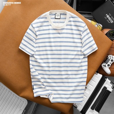 Áo thun Heboz double striped slim 3M, áo phông nam sọc ngắn tay cao cấp - 00002945