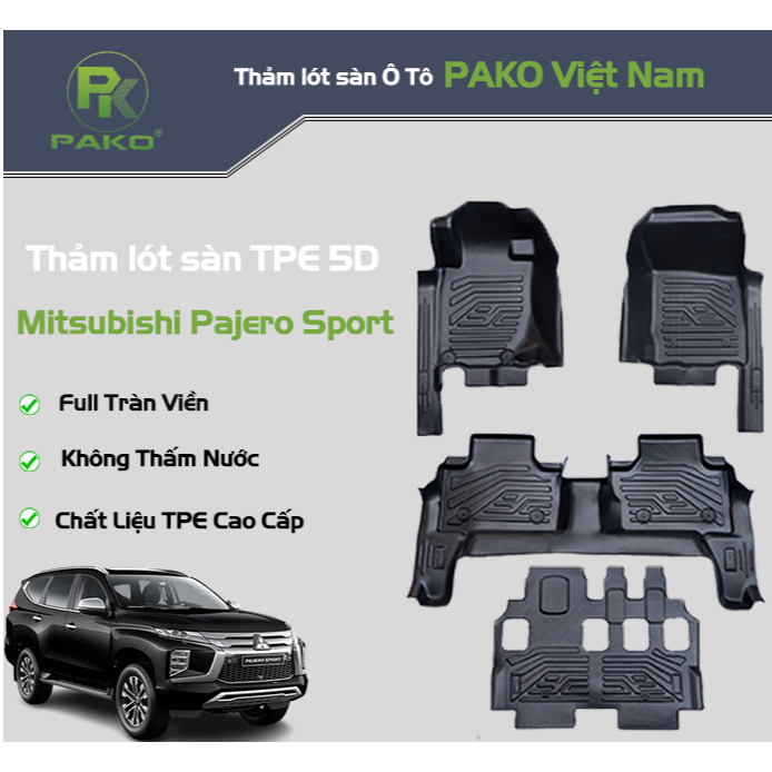 [Pako] Mitsubishi Pajero Sport [2017-2025]-Thảm lót sàn ô tô TPE