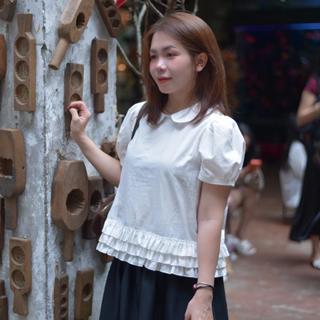   BST TẾT  Áo Babydoll 3 Tầng Cổ Sen Tay Phồng  phối bèo Xinh Xắn Bigsize 90kg - Mia Bigsize 