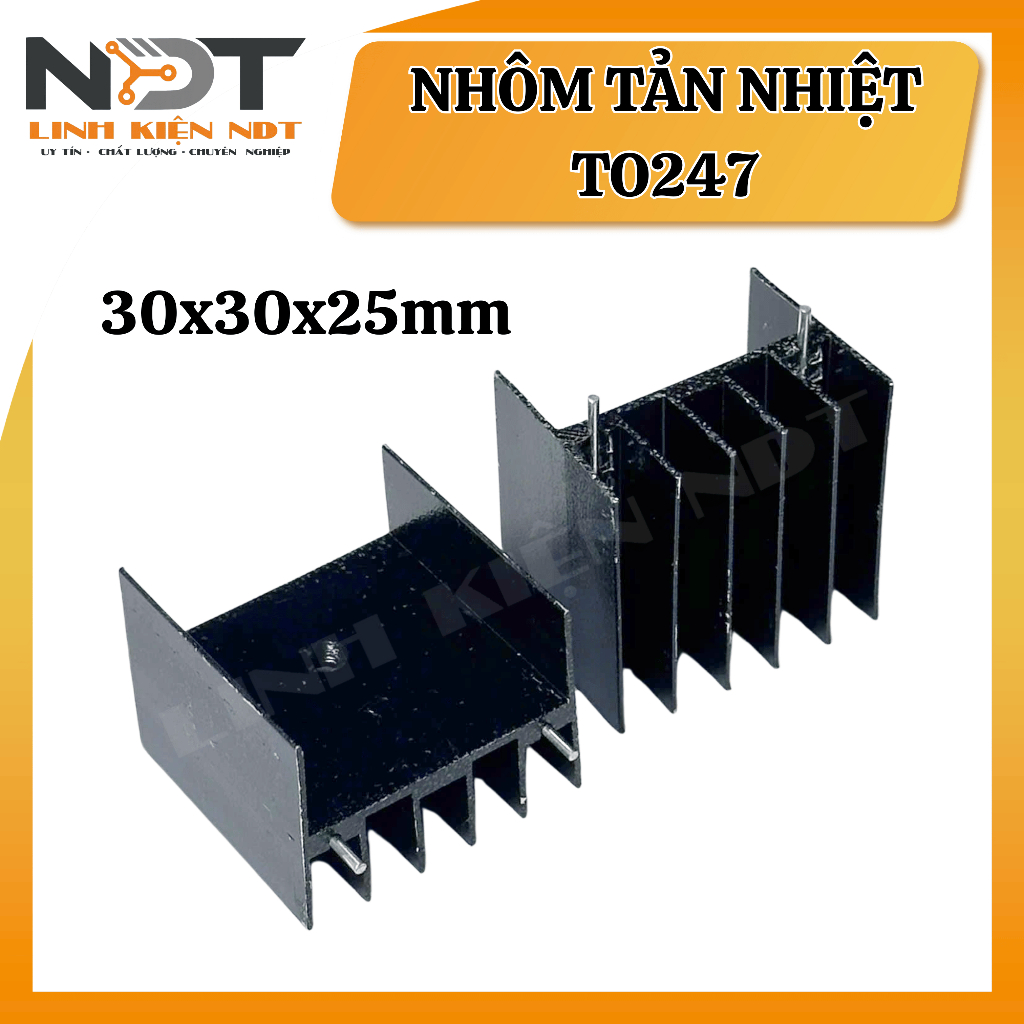 [ COMBO 5 MIẾNG ] Nhôm Tản Nhiệt TO247 Đen 30x30x25 - Điện Tử NDT