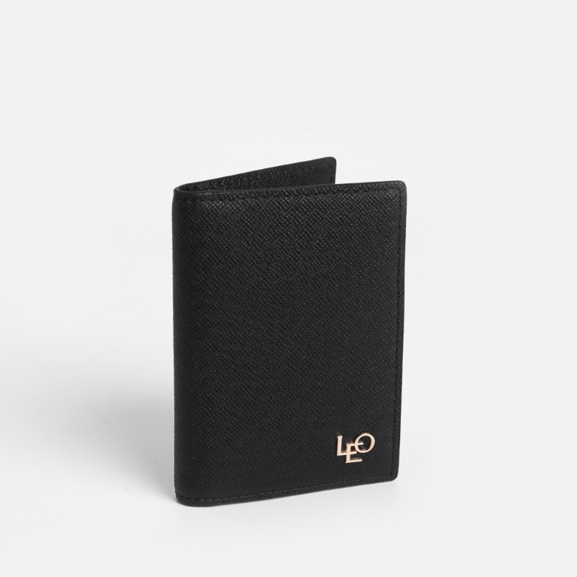 Ví Da Nam Leonardo Ví Card Livermore da Taiga cao cấp card holder dáng đứng nhỏ gọn logo 3D LEO