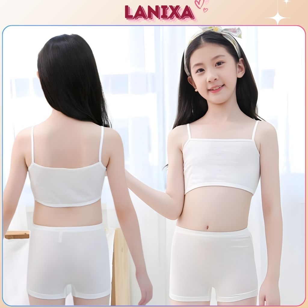 COMBO 3 Áo lót lá học sinh tuổi dậy thì chất cotton hai dây mảnh không đệm mút, Áo lót trẻ em dễ thương B032