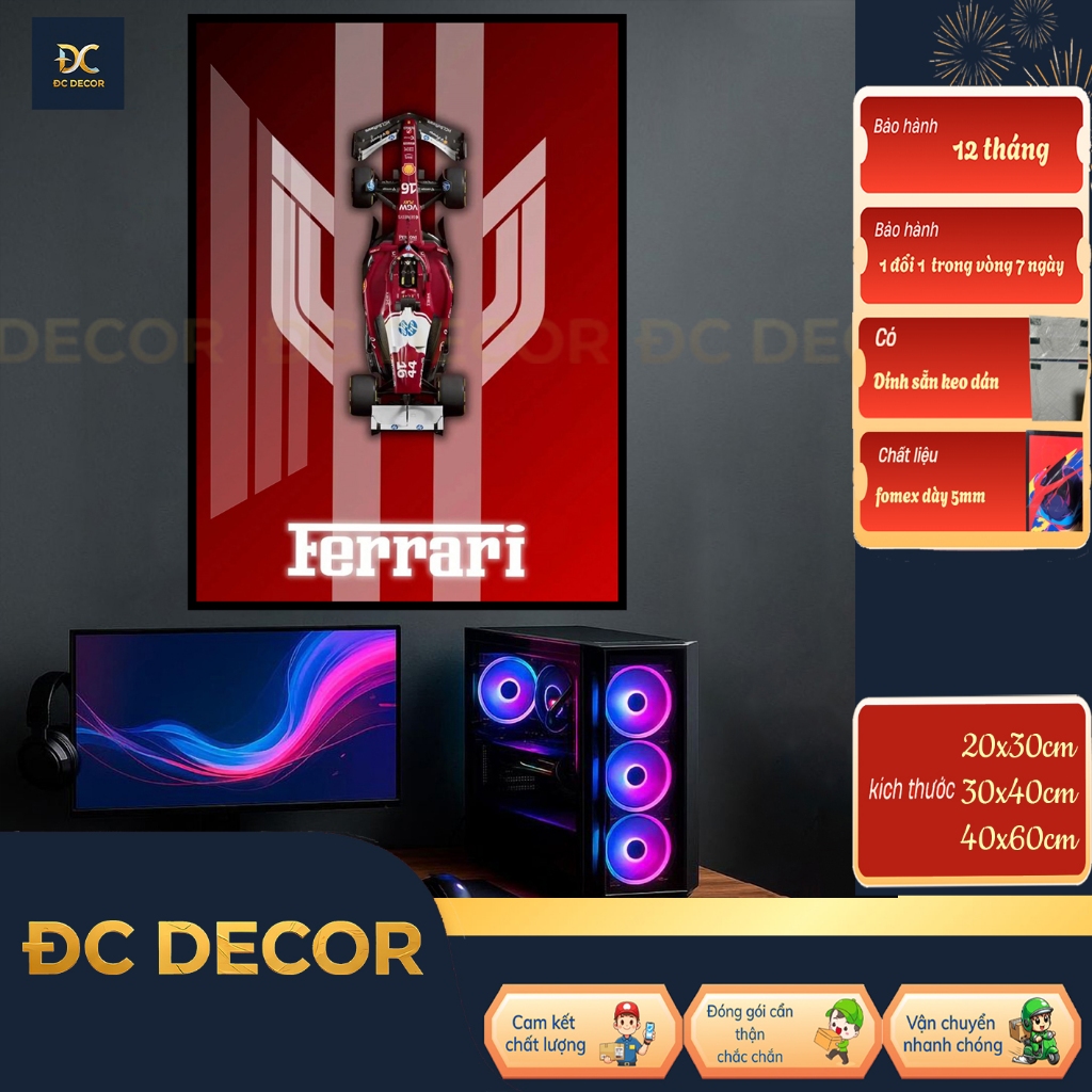 Tranh siêu xe f1 tráng gương tranh fomex dán tường siêu đẹp, tranh decor, tranh trang trí