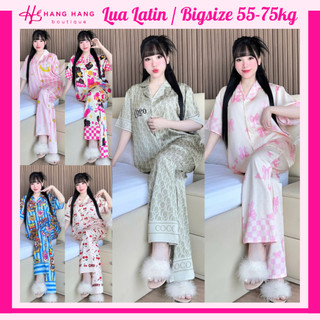  Đồ ngủ nữ bigsize 55-75kg pijama dài cộc tay ngắn lụa latin mịn mát 75CD05 đồ bộ nữ đồ mặc nhà dễ thương sang chảnh 