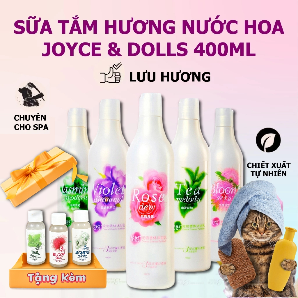 Sữa tắm cho chó thơm lâu , sữa tắm nước hoa cho chó Joyce and doll chai 400ml