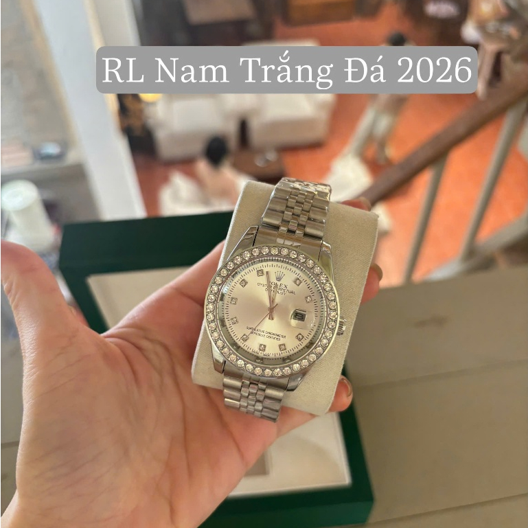 Đồng Hồ NAM, Niềng Băm rolexx NAM ĐÁ TRẮNG 2026 size 41mm, Dây Thép Đúc Chống Nước 3Atm Bảo Hành 6T,