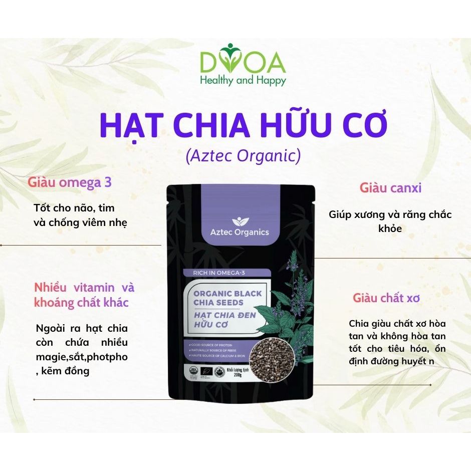 Hạt Chia Hữu Cơ Aztec Organics 200g