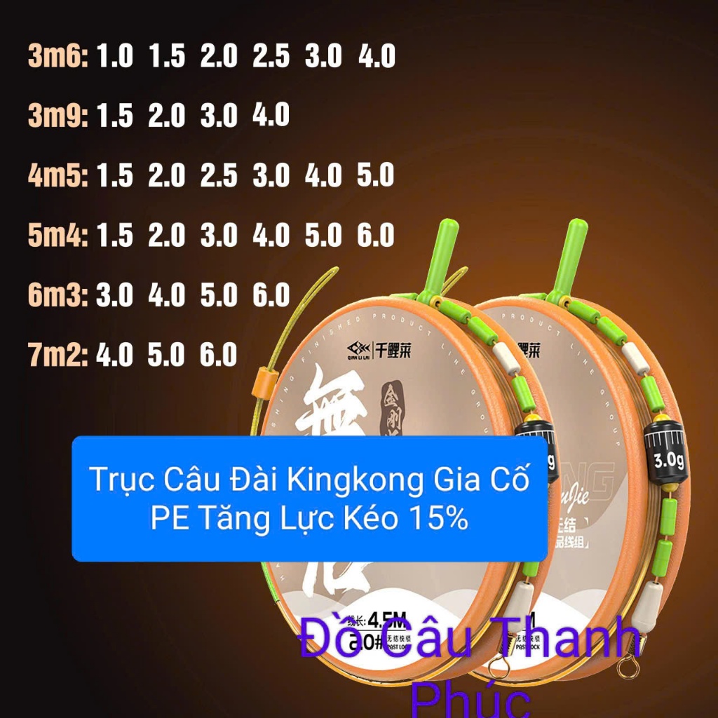 Trục câu đài kingkong gia cố PE tăng lực kèo 15%