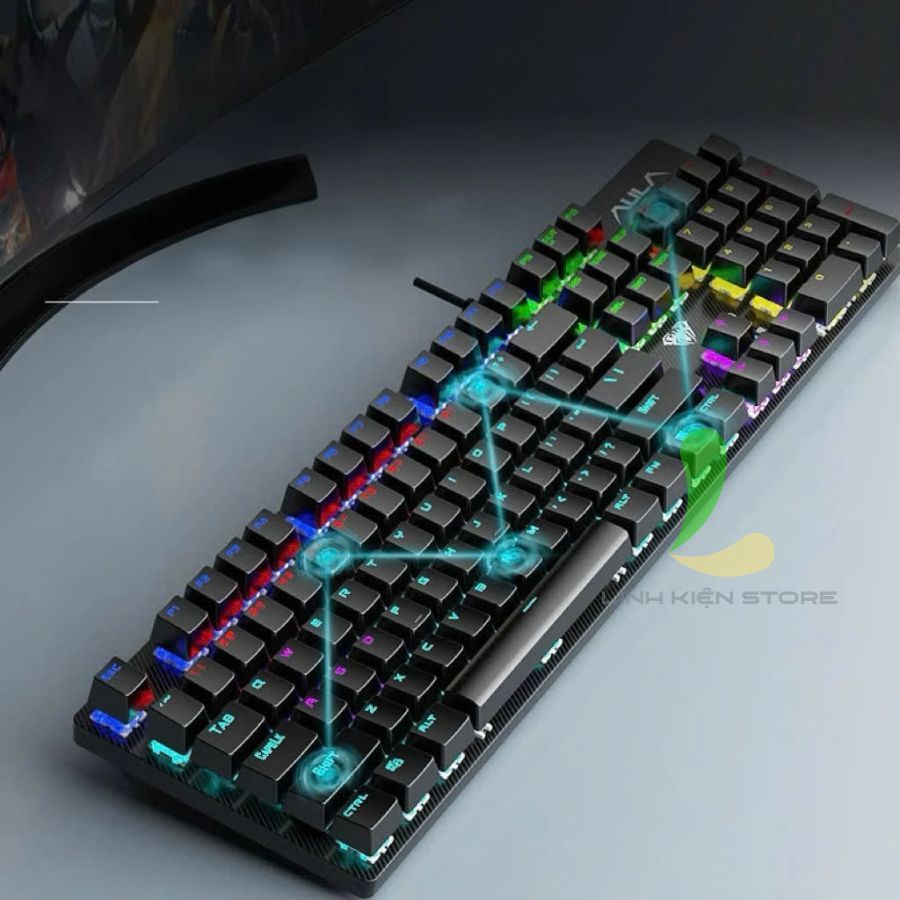 Bàn Phím Cơ HOSAN Aula S2022 Kết Nối Có Dây USB Blue Switch Và Đèn LED Nhiều Chế Độ Ấn Tượng | BigBuy360 - bigbuy360.vn