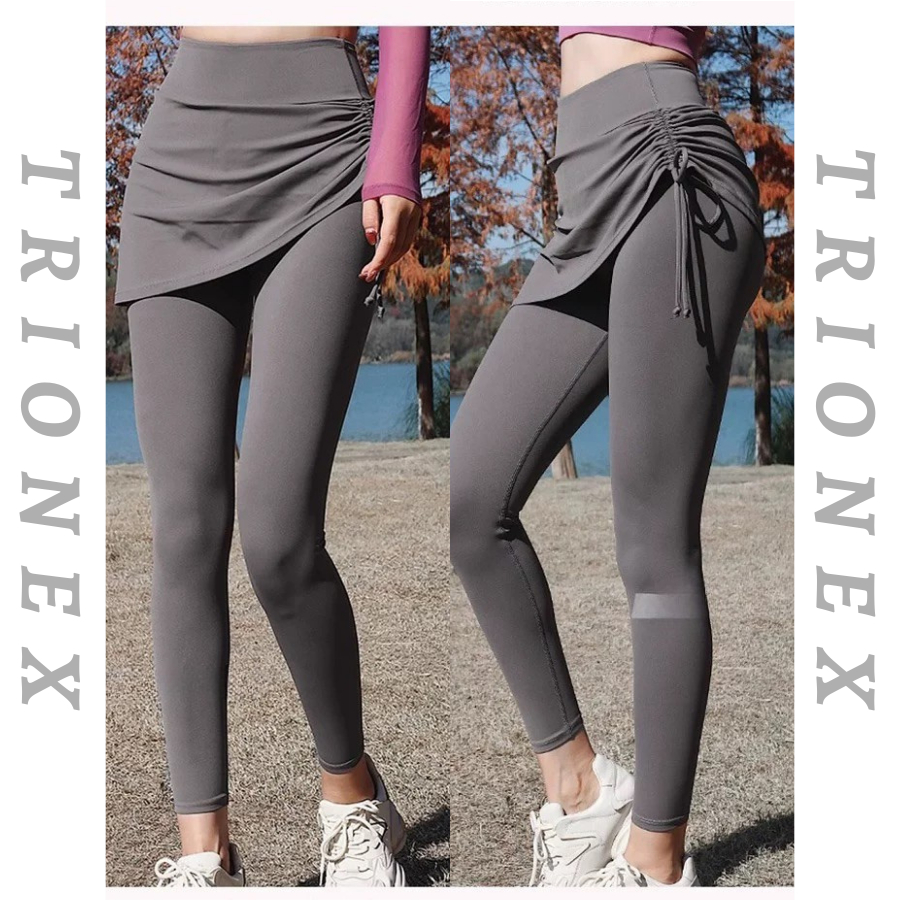 [K216] Quần dài phối váy đi tập gym TRIONEX, tập yoga che khuyết điểm, ống bo gấu dễ vận động | BigBuy360 - bigbuy360.vn