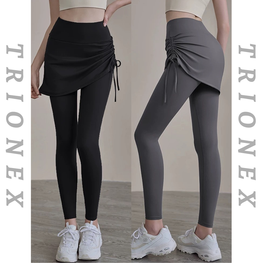 [K216] Quần dài phối váy đi tập gym TRIONEX, tập yoga che khuyết điểm, ống bo gấu dễ vận động | BigBuy360 - bigbuy360.vn