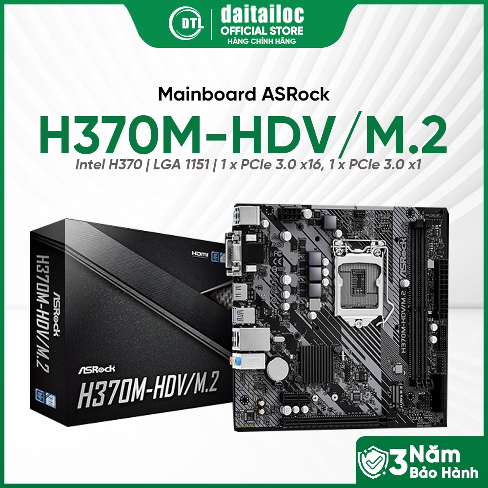 Mainboard ASRock H370M-HDV/M.2 LGA 1151 DDR4 2666 | Chính Hãng | Bảo Hành 36 Tháng
