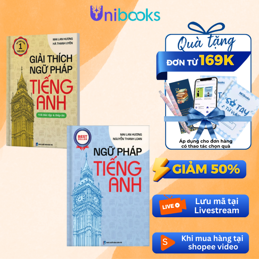 Sách - Combo Ngữ Pháp Tiếng Anh + Giải Thích Ngữ Pháp Tiếng Anh - Mai Lan Hương (Tái bản 2024)