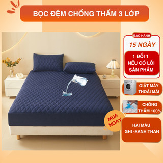  Bọc nệm chống thấm cotton bảo vệ đệm chống thấm 100% hàng A cao cấp ga giường chống thấm dành cho đệm cao từ 5-30cm 
