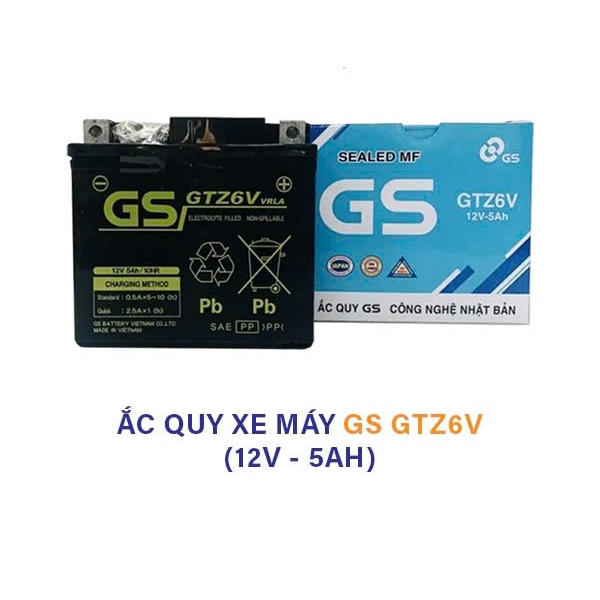 Ắc Quy GS GTZ6V (12V-5Ah), Ắc Quy Xe Máy Honda PCX, Lead, Air Blade, Vision, SH125,…