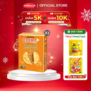  Combo 2 Hộp bánh quy kem dẻo Gooka xuất khẩu Hàn - Cracker Nougat Cà Phê muối Bibica 100g 