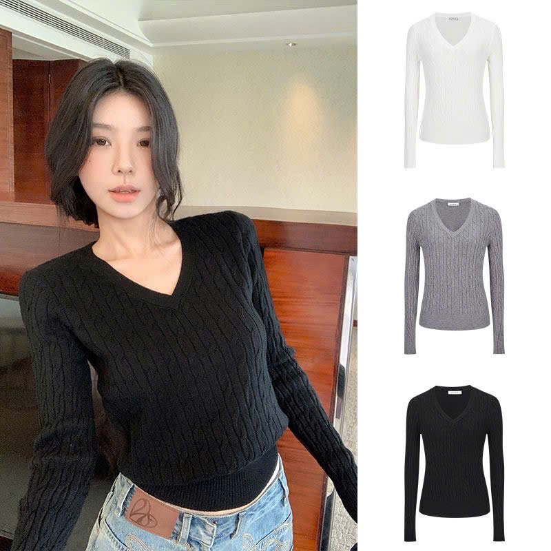 Áo LEN NỮ Moses Queen CỔ TIM DÀI TAY hàng Quảng Châu chất cotton tăm mịn đẹp Order