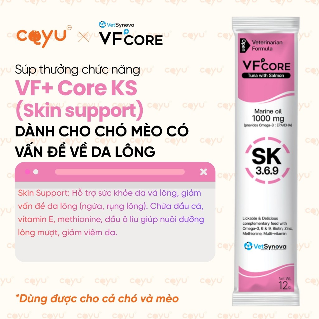Vetsynova - VF+ Core - Súp Thưởng Chức Năng VF Core - SK AA RB KC LS Feline JC BIO UC FIBER - Coyu