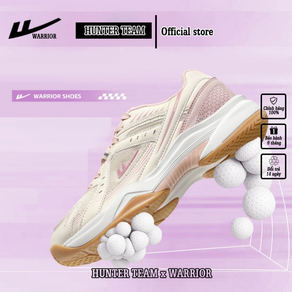 Giày Pickleball, Tennis, Cầu lông chính hãng Warrior Đế cao su chống mài mòn, bám sân, chống lật cổ chân - W040(Xanh)