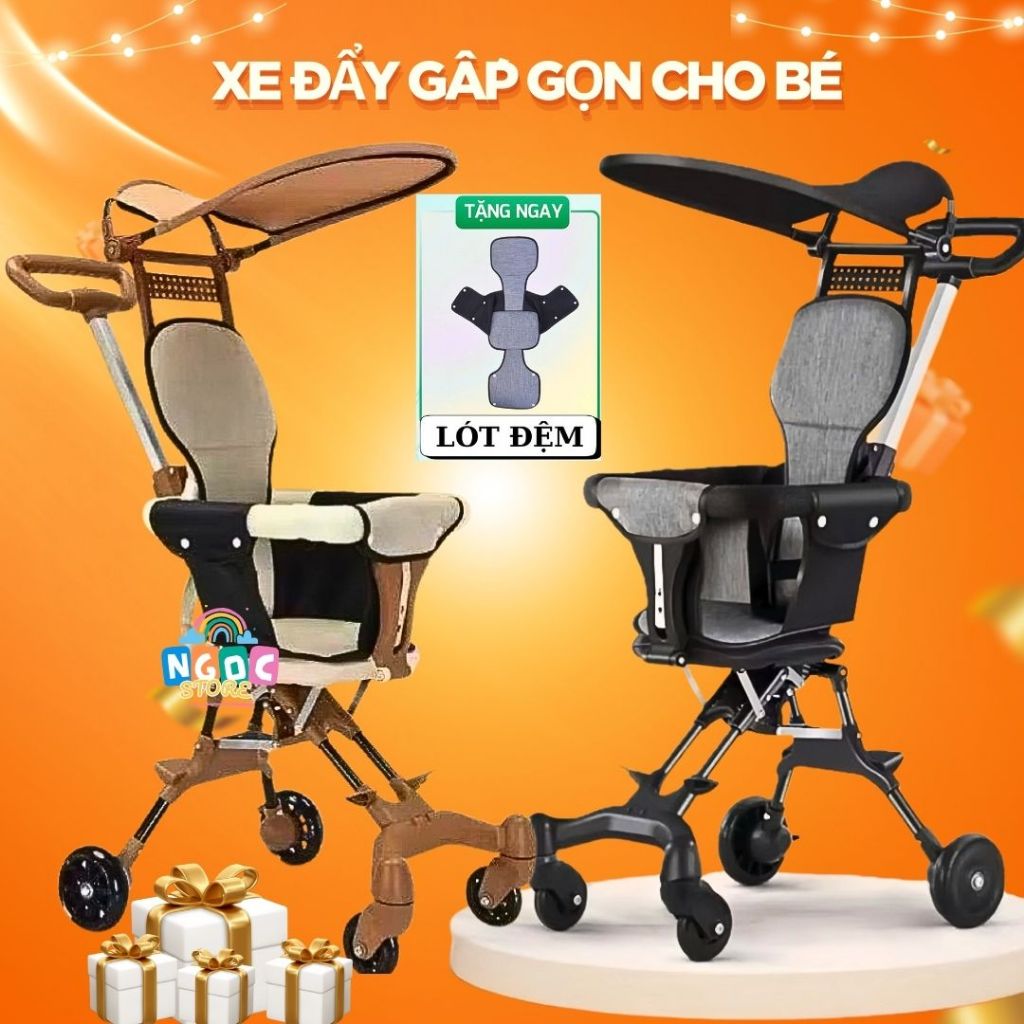 🐻[𝑴𝒊𝒆̂̃𝒏 𝑺𝒊́𝒑] Đẩy Gấp Gọn,Xe Đi Siêu Thị, Du Lịch Cho Bé (Tặng Kèm Đệm Ghế, Có Thể Đảo Chiều