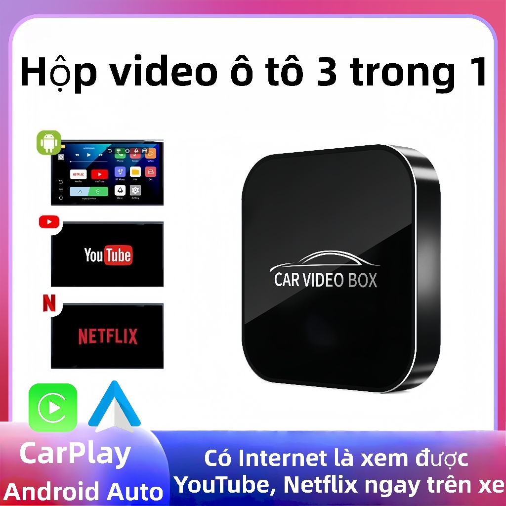 Hộp video ô tô 3 trong 1 AT6 – Hỗ trợ CarPlay,Android Auto & Mirror LinkCó Internet là xem được YouT