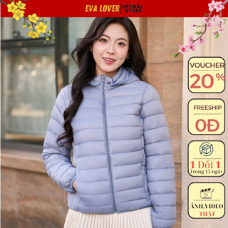  Áo khoác phao nữ trần bông chống xô siêu nhẹ có mũ siêu ấm tặng kèm túi đựng tiện lợi EvaLover 