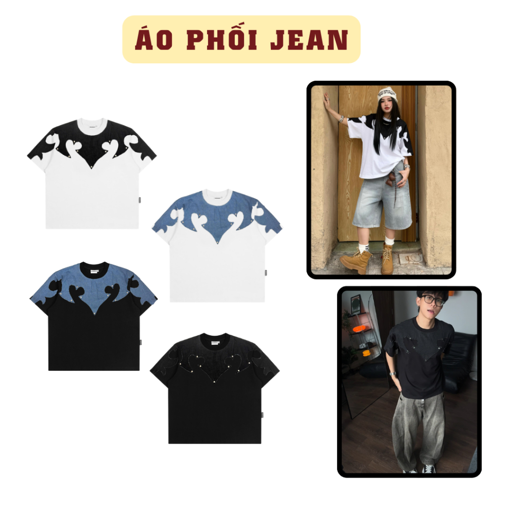 Áo Thun SAIGONESE Phối Jean Form Boxy Unisex Nam Nữ 2 Màu - AT04SG | BigBuy360 - bigbuy360.vn