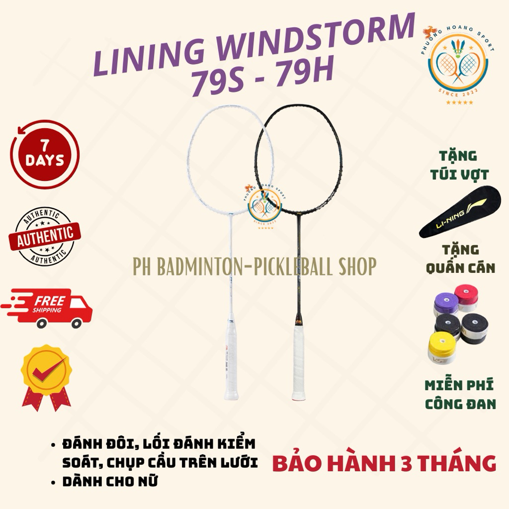 HOẢ TỐC [Đan sẵn+Tặng túi+quấn cán] Vợt Cầu Lông Li-ning Windstorm 79H - 79S Chính Hãng, BH 3 Tháng