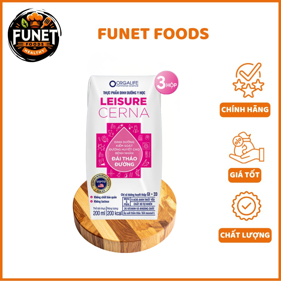 Thực phẩm dinh dưỡng ý học Leisure Cerna 200ml – Hỗ trợ kiểm soát đường huyết 200 ml (3 hộp/ lốc)