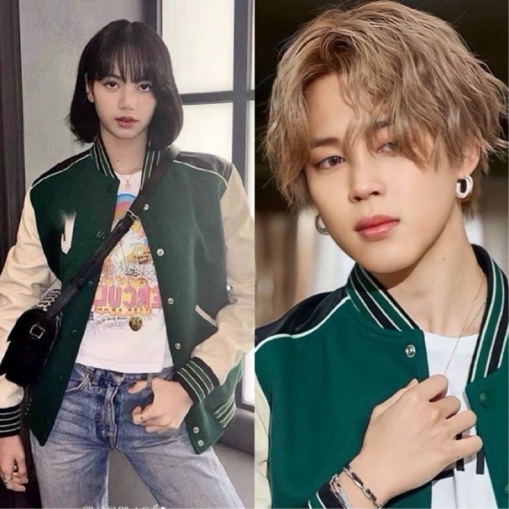 [SẴN HỒNG,XANH LÁ M] Áo khoác bomber un chữ C giống Lisa Blackpink,Jimin BTS, Taeyong NCT, Âu Dương 