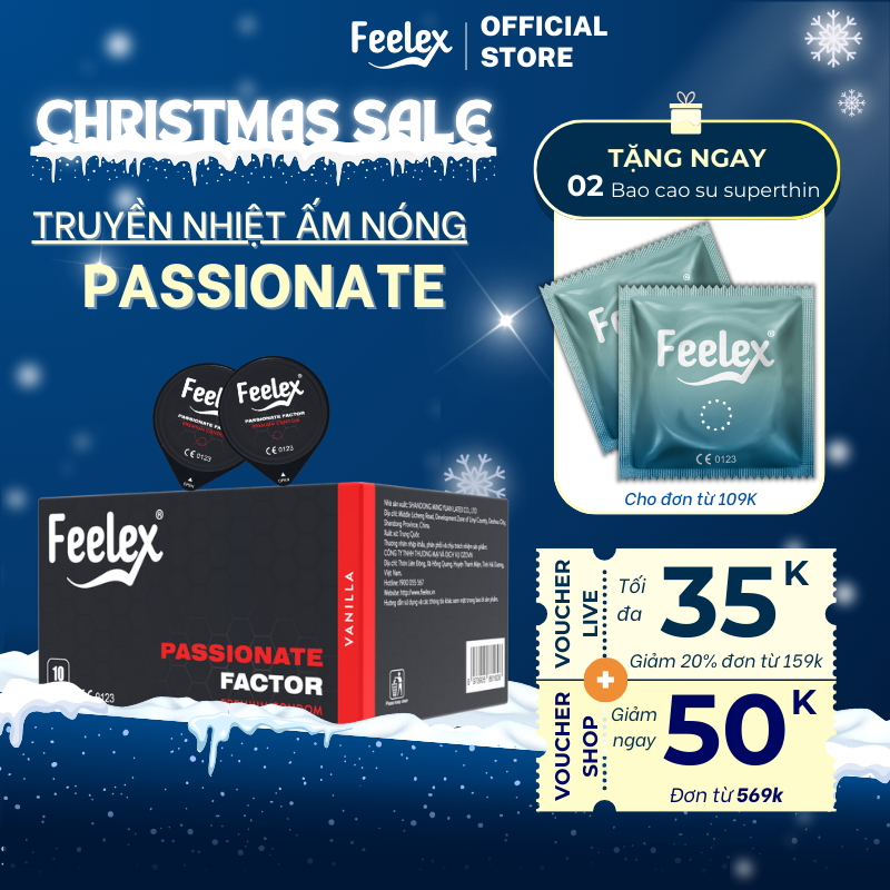  Bao cao su Feelex đỏ Passionate Factor mỏng truyền nhiệt tốt cảm giác chân thật hộp 10 bcs 