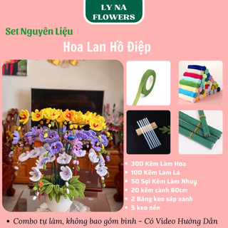  Set Phụ Kiện Làm Hoa Lan Hồ Điệp Kẽm Nhung DIY Hoa Handmade Trang Trí Tết Quà Tặng 