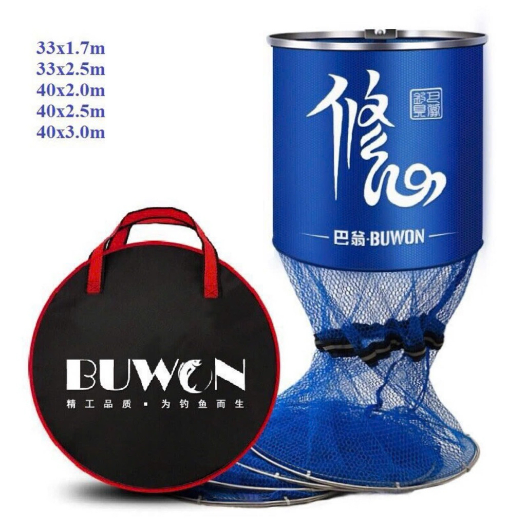 Rọng đựng cá BUWON khung kim loại Mắt lưới Cao su Co giãn siêu bền