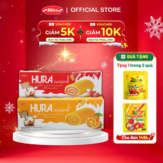  Bánh Hura Swissroll Bibica Bông Lan Trứng Cuộn Kem Nhiều Vị  Dâu Cốm Cam+C Bơ Sữa  360g 