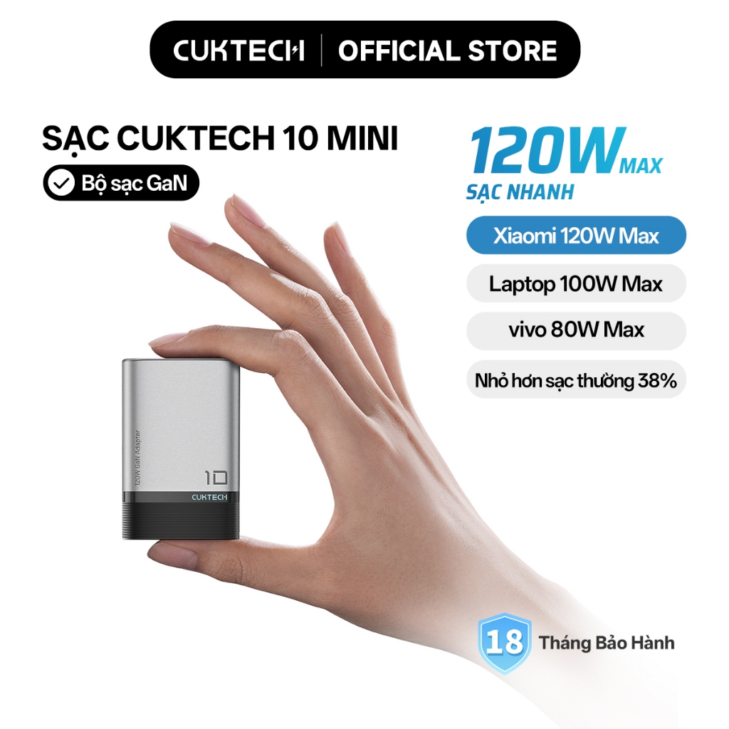 【Ưu Đãi Khai Trương】Củ Sạc CUKTECH 10 GaN Mini 120W Sạc Nhanh GaN 100W PD 65W Tương Thích iP / Xiaom