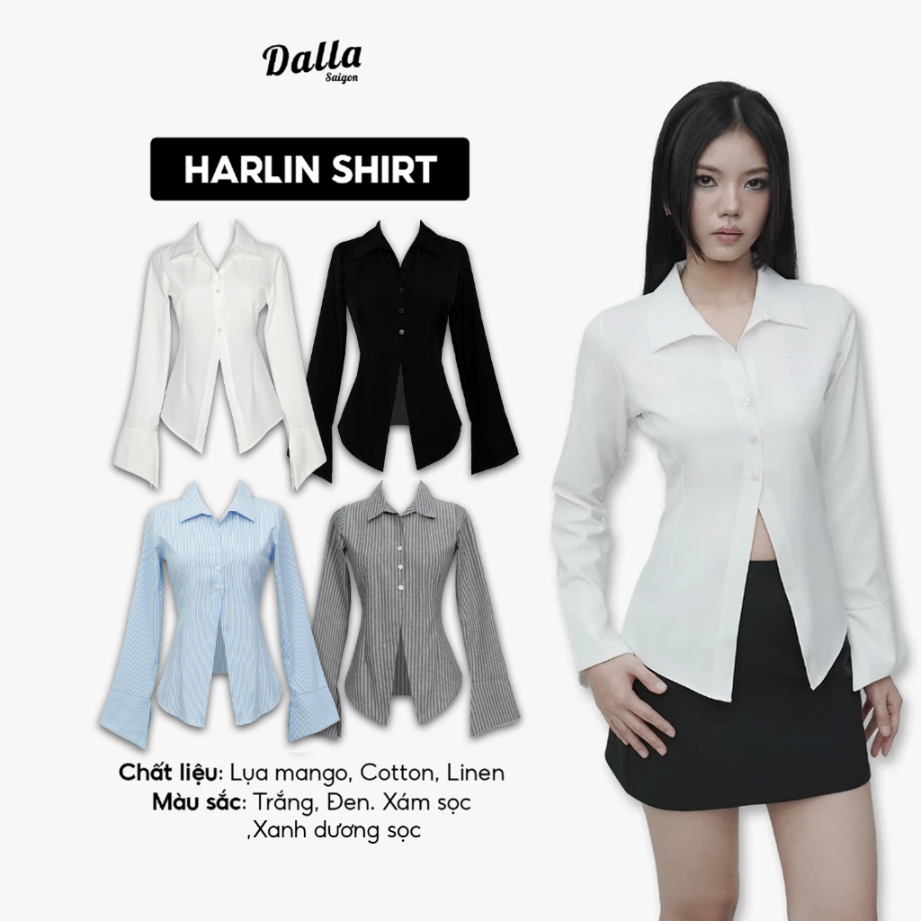 DALLA Áo sơ mi phom ôm tay dài (SM04) Harlin Shirt HOT!