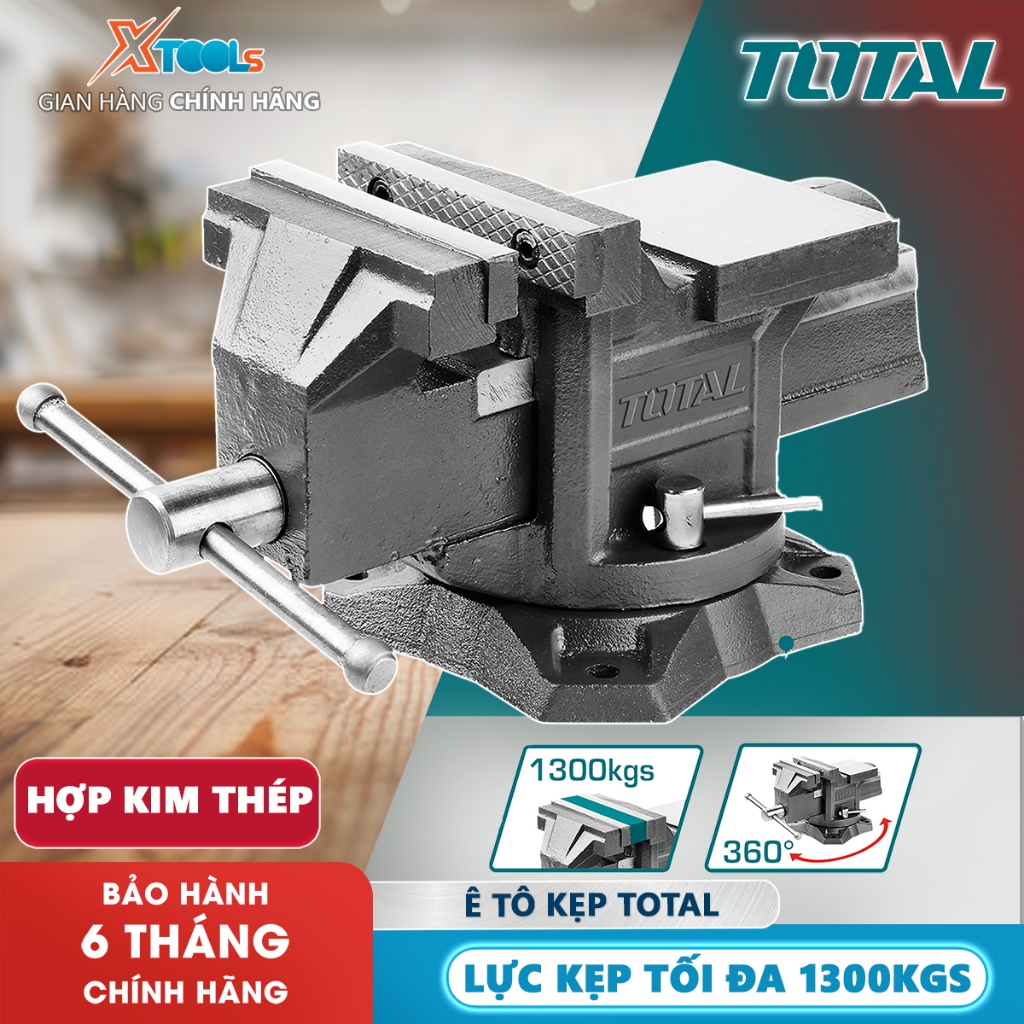 Eto kẹp bàn TOTAL THT6146 ê tô đa năng, kẹp vuông góc, đế xoay 360 độ, ê tô nhật bãi, kẹp cố định, k
