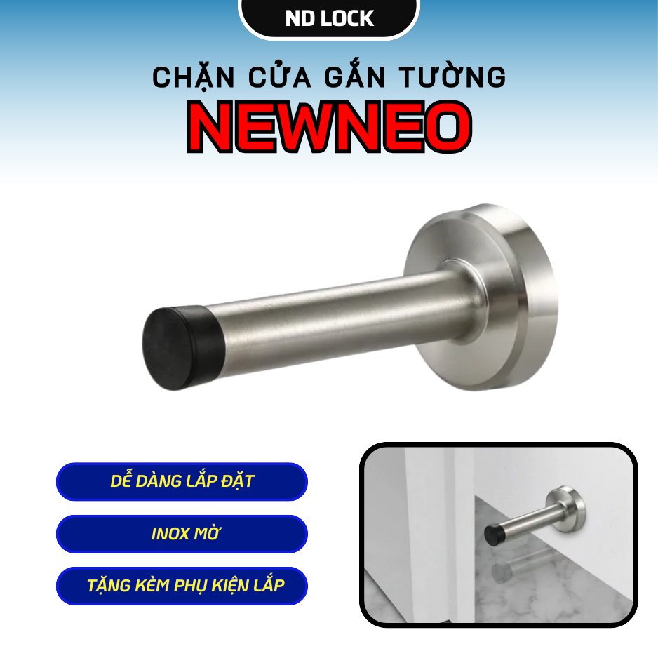 Cục chống va đập cửa vào tường gắn tường, chặn cửa inox chính hãng NEWNEO