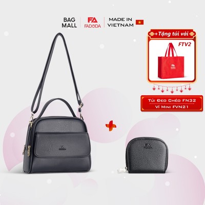 COMBO SIÊU HỜI - Túi đeo vai nữ cao cấp FN32 và Ví da mini thời trang FADODA FVN21