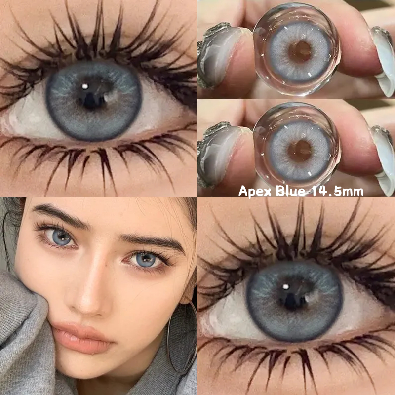 1 cặp Kính áp tròng UYAAI MCK1 VENICE/Apex lens Xám/Xanh 0.00--6.00 độ mẫu thời trang Kích 14.2