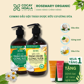  Combo dầu gội xả thảo dược hữu cơ gừng dừa Cỏ Cây Hoa Lá sạch gàu ngứa 440g 