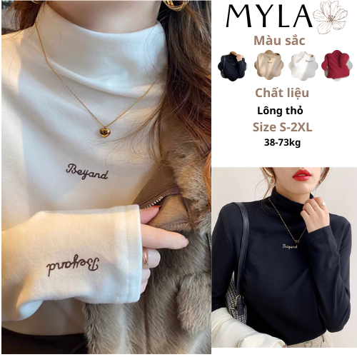 GN04 Áo Giữ Nhiệt Lông Thỏ Thêu Chữ Cổ 5 Phân Basic Thời Trang  Mềm Mịn Myla Vietnam