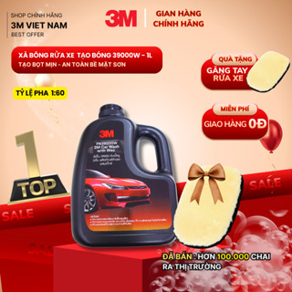    Tặng Găng Tay Rửa Xe   Xà bông rửa xe làm sạch tăng bóng bề mặt 3MTM-  Car Wash With Wax PN39000W - 1L 