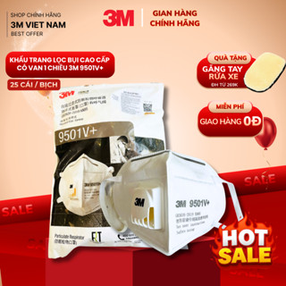  Khẩu trang 3M 9501V+ có van một chiều dễ thở chống bụi mịn PM2.5 vi khuẩn ô nhiễm đạt hiệu suất lên đến 95% KN95 