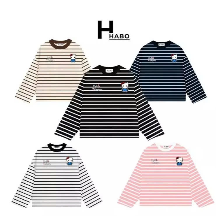 HABO.STORE18 Áo Thun Tay Dài Sọc Ngang Thun Bozip, Áo Baby Tee Trễ Vai Dáng Ôm TWENTI