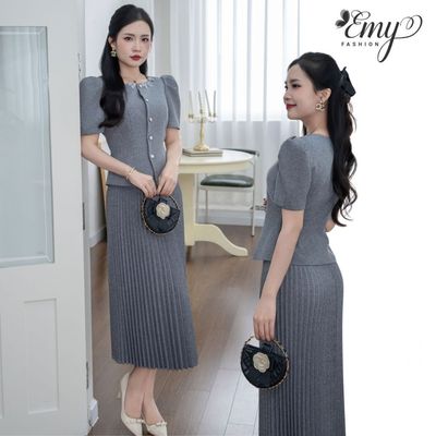 [LƯU Ý SẢN PHẨM CHỈ ÁO] Áo Công Sở Thiết Kế EMY Thời Trang Cao Cấp A2209 Vải Bố Chéo Xám Sang Chảnh Đi Làm