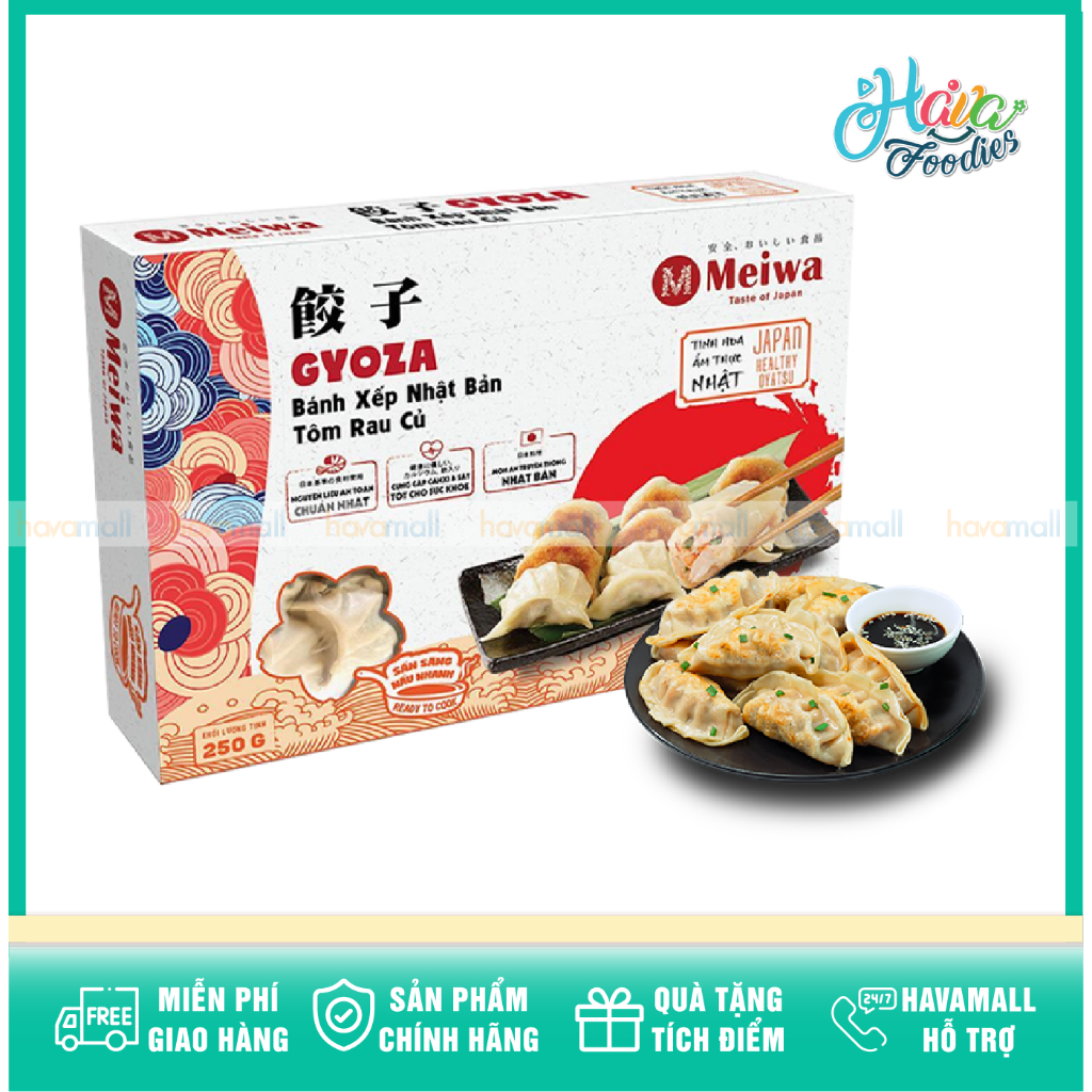 Bánh Xếp Nhật Bản Gyoza Nhân Tôm Rau Củ Đông Lạnh Meiwa 250G – Frozen Japanese Gyoza Shrimp & Vegeta