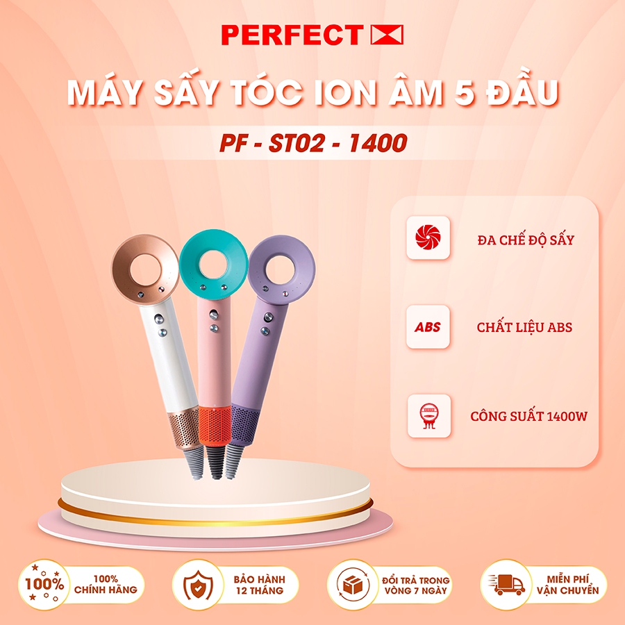 MÁY SẤY TÓC ION ÂM 5 ĐẦU PF-ST02-1400 CÔNG SUẤT 1400W BẢO HÀNH 1 NĂM