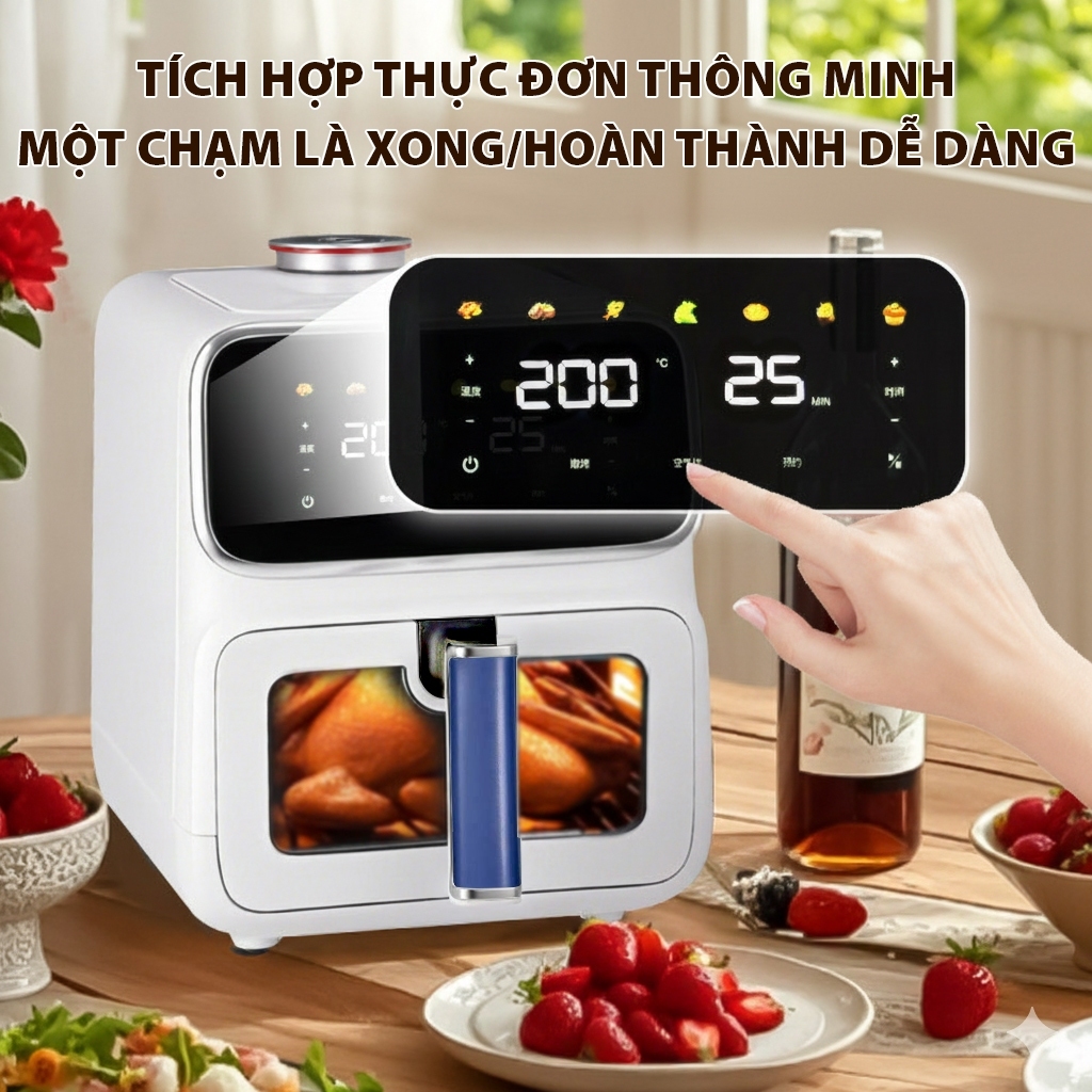 Nồi chiên không dầu QCOOKO, Nồi chiên hơi nước dung tích 6L, 1400W, công nghệ mới STEAM AIR thịt mềm mọng nước, giảm mỡ | BigBuy360 - bigbuy360.vn