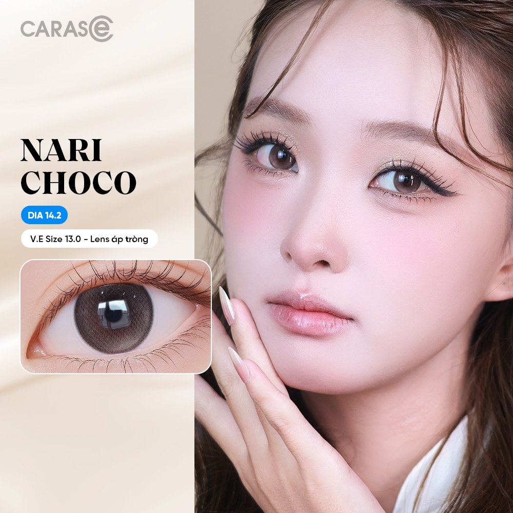 [1 chiếc] Kính áp tròng khoá ẩm 1 Ngày Màu Nâu Đồng CARASE, Lens cận NARI CHOCO